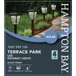 Hampton Bay Terrace Park 10 Lumen Black LED Weather Resistant Outdoor Solar Path Light with Plastic Lens (4-Pack) (32300-008-4pk)