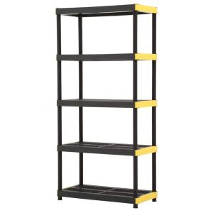 HDX 5-Tier Easy Assembly Multi-purpose Plastic Garage Storage Shelving Unit in Black (36 in. W x 74 in. H x 18 in. D) (241592)