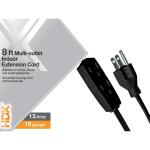 HDX 8ft. 16/3 Light Duty Indoor Multi-Outlet Extension Cord with Banana Tap, Black (SPT2163008BLBA)
