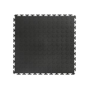 TrafficMaster Black Raised Coin 18 in. W x 18 in. L x 0.1 in. Thick Rubber Exercise\Gym Flooring Tiles (6 Tiles\Case) (13.5 sq. ft.) (11N-532-18X18HD)