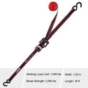 Husky 16 ft. 1.25 in. Ratchet Tie-Down Straps with S-Hook (4-Pack) (FH0836E)