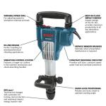 Bosch 15 Amp 1-1/8 in. Corded Variable Speed SDS-Max Power Inline Demolition Hammer for Concrete with Carrying Case (DH1020VC)