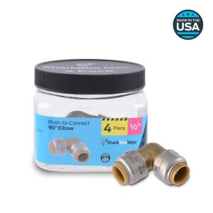 SharkBite Max 1/2 in. Brass Push-to-Connect 90-Degree Elbow Fitting Pro Pack 4-Pack (UR248J4)