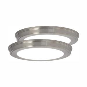Commercial Electric 13 in. Brushed Nickel Selectable CCT Color Changing LED Round Ceiling Flush Mount Light Fixture (2-Pack) (JJU3011L-2/BN)