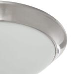 Hampton Bay Stetson 11 in. 1-Light Brushed Nickel Integrated LED Selectable CCT Flush Mount with Frosted White Glass Diffuser (HB1022C-5CCT-35)