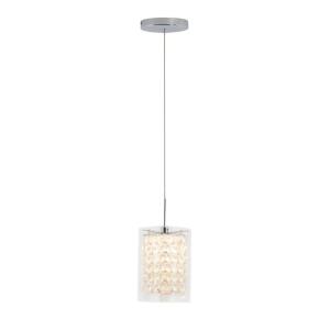 Artika Crystal Cube 5.5-Watt 1 Light Chrome Modern Integrated LED Mini Pendant Light Fixture for Kitchen Island (PDT-1CC)