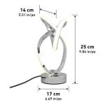 Artika 11 in. Swirl Butterfly Modern Chrome Table Lamp with Integrated LED, Dimmable, for Living Room