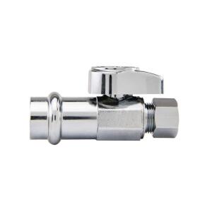 BRASSCRAFT MFG CO INC 1/2 in. Press Connect Inlet x 3/8 in. Compression Outlet 1/4 Turn Straight Valve (G2CP14X C1)