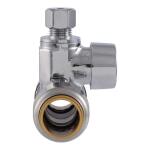 SharkBite Max 1/2 in. Push-to-Connect x 1/2 in. Push-to-Connect x 1/4 in. Compression Chrome-Plated Brass Service Stop Tee (UR24983A)