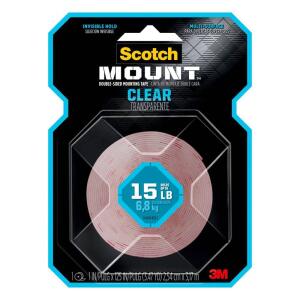 3M 1 in. x 3.47 yds. Clear Indoor Permanent Double-Sided Mounting Tape (410H-MED-DC)