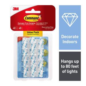 Command Clear Decorating Clips Value Pack (40 Hooks, 48 Strips) (17026CLRVPES)