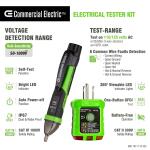 Commercial Electric Digital Non-Contact Voltage and GFCI Receptacle Tester Kit (KNO-03)