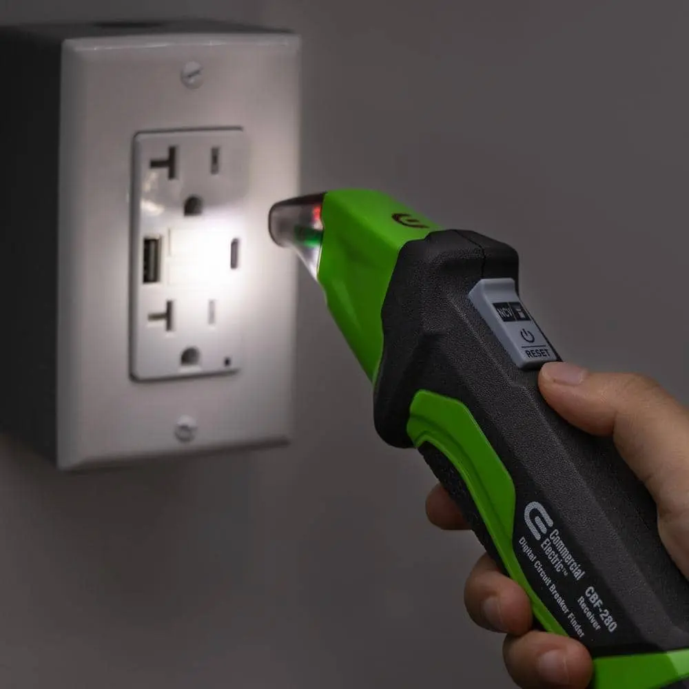 Commercial Electric Digital Circuit Breaker Finder with GFCI Outlet Tester (CBF-280)
