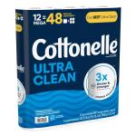 Cottonelle Ultra-Clean Toilet Tissue – 284 Sheets Per Roll, 12 Rolls Per Pack (55489)