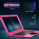 NBD 10.1" Android 12.0 Laptop, Quad-Core, 2GB RAM, 64GB Storage, Mini Netbook for Kids, with Bag, Mouse, and Mouse Pad (Pink)