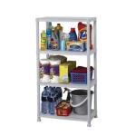 HDX 4-Tier Easy Assembly Multi-purpose Plastic Garage Storage Shelving Unit in Gray (28 in. W x 52 in. H x 15 in. D) (254922)