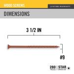 DECKMATE #9 x 3-1/2 in. Red Torx Flat-Head Wood Deck Screw (5 lbs. / 280-Piece) (115974)