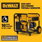 DEWALT 6500 Watt Manual Start Gas Powered Portable Generator with Idle Control, Covered Outlets and CO Protect (DXGNR6500)
