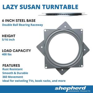 Everbilt6 in. Square Lazy-Susan Turntable with 400 lb. Load Rating (49548)