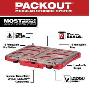 Milwaukee PACKOUT 11-Compartment Low-Profile Impact Resistant Portable Small Parts Organizer (48-22-8431)