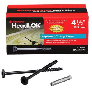 FastenMaster HeadLOK 3/8 in. x 4-1/2 in. Flat Head Structural Wood Screws for 3/8 in. Lag Bolt Replacement 50-Pack (FMHLGM412-50)