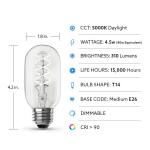 Feit Electric 40-Watt Equivalent T14 Dimmable Spiral Filament Clear Glass E26 Vintage Edison LED Light Bulb, Daylight (T1440/S/CL/950CAHDRP)