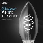 Feit Electric 60-Watt Equivalent B10 Double Spiral White Thin Filament Clear E12 Candelabra LED Light Bulb, Daylight 5000K 2-Pack (CTC60S2950WFILHDRP/2)