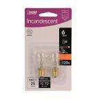 Feit Electric 6-Watt Soft White (2700K) S6 Candelabra E12 Base Dimmable Incandescent Light Bulb 2-Pack (BP6S6/HDRP)