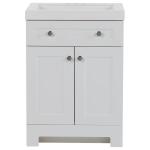 Glacier Bay Everdean 25 in. W x 19 in. D x 34 in. H White Single Sink Freestanding Bath Vanity with White Cultured Marble Top