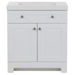 Glacier Bay Everdean 31 in. W x 19 in. D x 34 in. H White Single Sink Freestanding Bath Vanity with White Cultured Marble Top