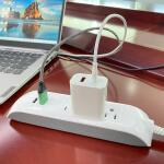 HDX 15 ft. 14/3 Light Duty Indoor Braided Extension Cord with 2 USB-A and 3 Outlets, Grey/White (FSEX28)