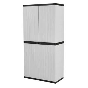 HDX Premium One 35 in. W x 71.7 in. x 18.5 in. D 4-Shelf Resin Freestanding Cabinet in Grey (259916)
