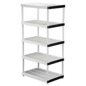 HDX 5-Tier Easy Assembly Multi-purpose Plastic Garage Storage Shelving Unit in Gray (36 in. W x 72 in. H x 24 in. D) (128974)