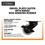 Everbilt 2 in. Rigid Plate Caster with Gray Rubber-Like TPR, Steel, 90 lbs. Load Rating (4033245EB)