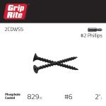 Grip-Rite #6 x 2 in. #2 Phillips Bugle Head Coarse Thread Drywall Screws 5 lb. Box (2CDWS5)
