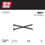 Grip-Rite #8 x 3 in. #2 Phillips Bugle Head Coarse Thread Drywall Screws 5 lb. Box (3CDWS5)