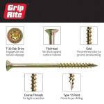 Grip-Rite #9 x 3 in. Star Drive Dual Flat Head Coarse Construction Screws 25 lb. Box (3GCS25BK)