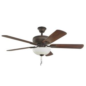 Hampton Bay Rothley II 52 in. Indoor LED Bronze Ceiling Fan with Light Kit, Downrod, Reversible Motor and Reversible Blades (52051)