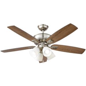 Hampton Bay Devron II 52 in. Indoor Brushed Nickel LED Ceiling Fan with Light Kit, Downrod and Reversible Blades (57333)