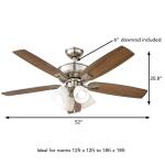 Hampton Bay Devron II 52 in. Indoor Brushed Nickel LED Ceiling Fan with Light Kit, Downrod and Reversible Blades (57333)