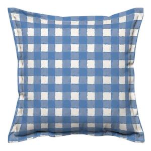 Hampton Bay 18 x 18 Outdoor Square Throw Pillow with Flange in Watercolor Gingham Lake (HR13T05B-9D4)