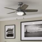 Hunter Antero 44 in. Hunter Express Indoor Matte Silver Ceiling Fan with Light Kit Included (52126)