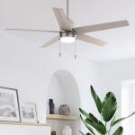 Hunter Mansilla 52 in. Indoor Brushed Nickel Standard Ceiling Fan with Soft White Integrated LED Light Kit (52752)