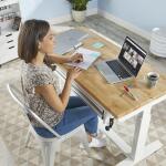 Husky 52 in. W x 24 in. D 2-Drawer Adjustable Height White Workbench Table with Solid Wood Top (HOLT5202BJ2)