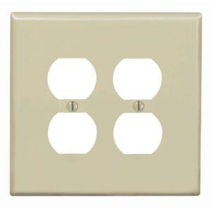 Leviton 2-Gang Ivory Duplex Outlet/Receptacle Nylon Midway/Midsize Wall Plate (1-Pack) - R51-0PJ82-00I