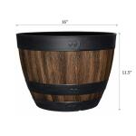 Vigoro 16 in. Reedley Large Resin Wine Barrel Planter in Kentucky Walnut Brown (HD1312-037)
