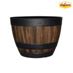 Vigoro 16 in. Reedley Large Resin Wine Barrel Planter in Kentucky Walnut Brown (HD1312-037)