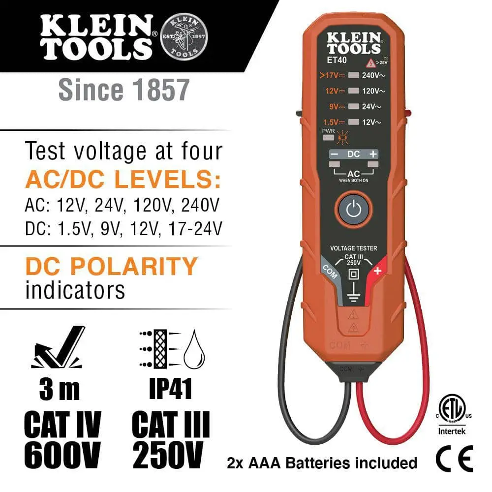 Klein Tools Electronic AC/DC Voltage Tester (ET40)