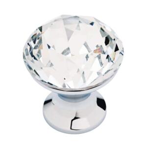 Liberty Solitaire 1-3/16 in. (30 mm) Traditional Chrome and Clear Round Cabinet Knob (DC27548490)
