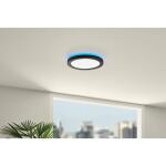 Commercial Electric 12 in. LED Flush Mount Smart CCT and RGB Selectable Matte Black Finish with Night Light (LCN3002LM-01 MB)